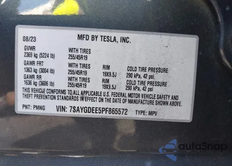 2023 Tesla Model Y z USA, uszkodzony, nr VIN 7SAYGDEE5PF865572